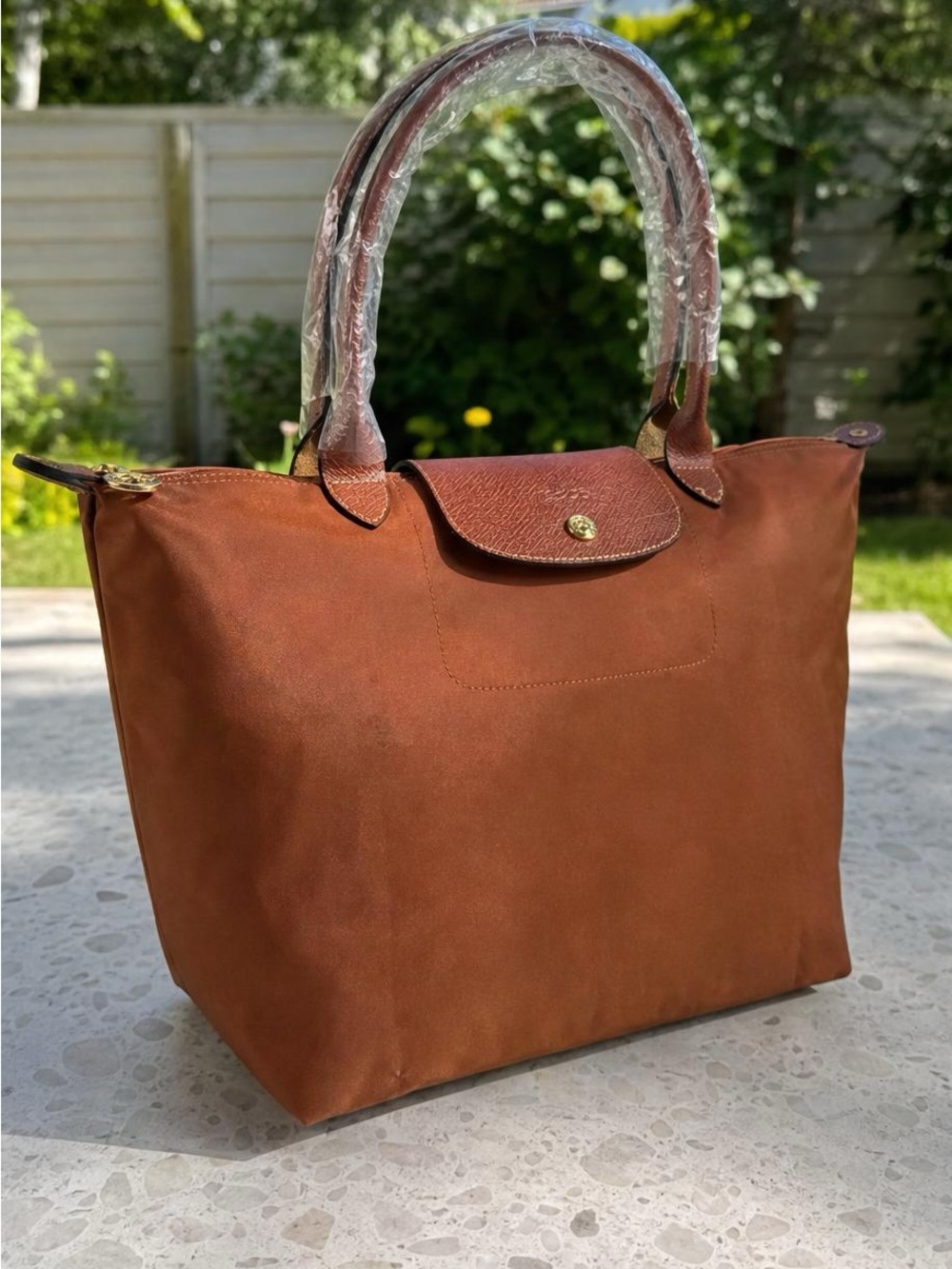 Longchamp Brown Nylon Tote with Leather Trim - Picture 6 of 6